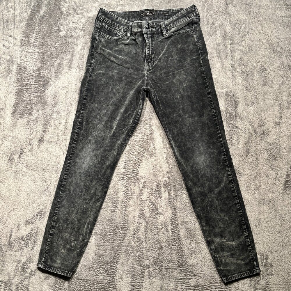 Lucky Brand Ava Skinny Gray Crushed Velvet-Style Pant Women Sz 10/30 act.28.5x27